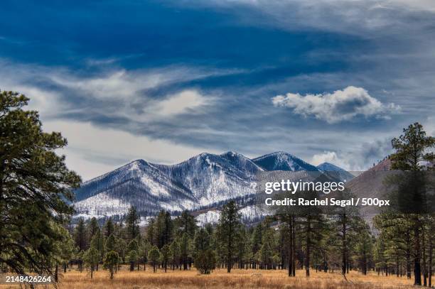 scenic view of snowcapped mountains against sky,flagstaff,arizona,united states,usa - coconino county stock pictures, royalty-free photos & images