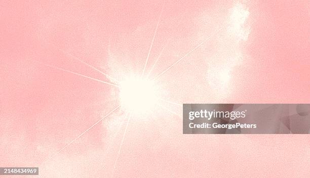 background illustration of clouds and sunbeams - high key stock illustrations