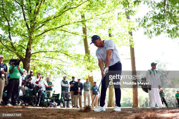Bryson DeChambeau of the United States plays a shot on the 13th hole during the second round of the 2024 Masters Tournament at Augusta National Golf...
