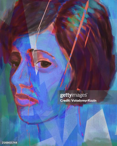 picturesque portrait of a woman. illustration of sadness, loss - compassionate eye stock illustrations