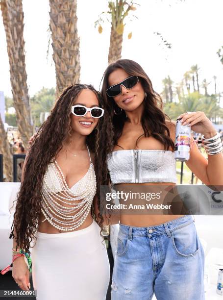 Madison Pettis and Brooks Nader attend CELSIUS Cosmic Desert Event at Coachella on April 12, 2024 in Indio, California.