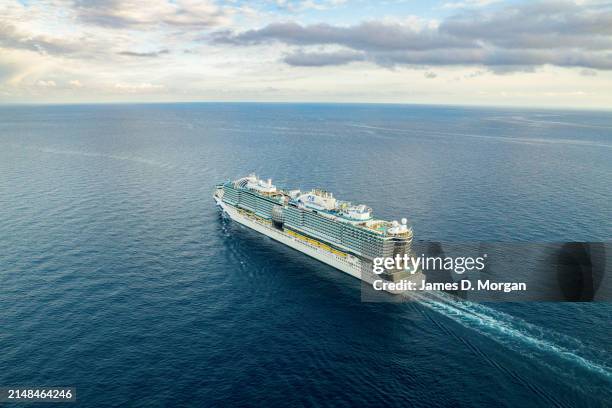 An aerial drone image of the Sun Princess on 17 March, 2024 off the coast of Southern Italy. Introducing the newest Princess cruise ship, the...