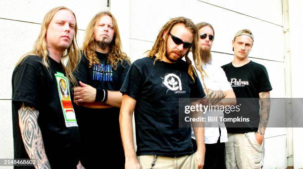 Anders Fridén, Björn Gelotte, Jesper Strömblad, Peter Iwers and Daniel Svensson of Swedish heavy metal band In Flames during OZZFEST 2005 on July 19,...