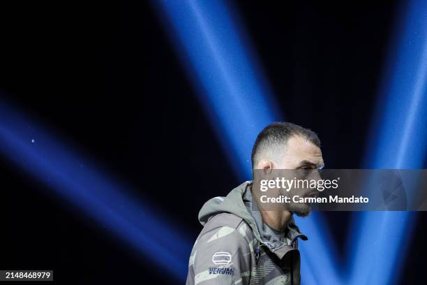 Renato Moicano of Brazil during the UFC 300 ceremonial weigh-in at MGM Grand Garden Arena on April 12, 2024 in Las Vegas, Nevada.