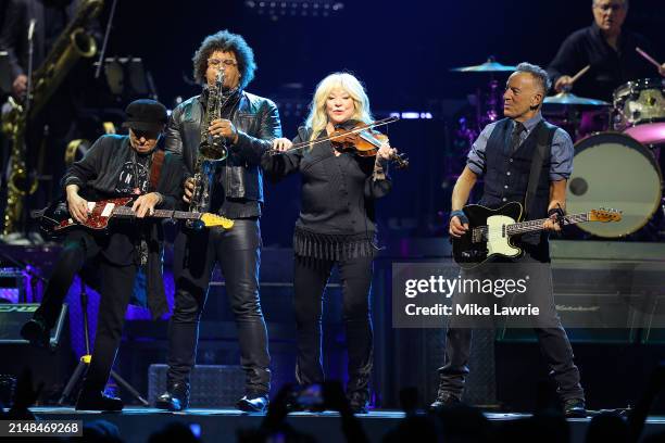 Bruce Springsteen and the E Street Band perform at Mohegan Sun Arena on April 12, 2024 in Uncasville, Connecticut.