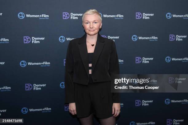 Director, Nicole Riegel arrives on the red carpet before a screening of her film “Dandelion” at the Women+Film Festival at the Sie FilmCenter on...