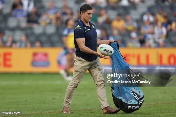 Trent Barrett assistant coach of the Eels ahead of the round six NRL match between Parramatta Eels and North Queensland Cowboys at CommBank Stadium...