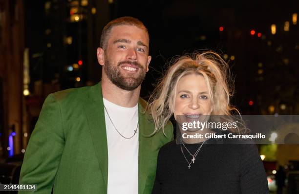 Football tight end Zach Ertz and former soccer player Julie Ertz are seen leaving the Ertz Family Foundation benefit concert on April 12, 2024 in...