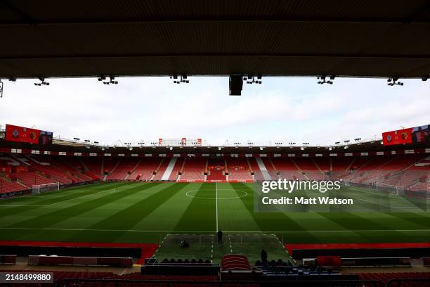 General view ahead of the Sky Bet Championship match between Southampton FC and Watford at St. Mary's Stadium on April 13, 2024 in Southampton,...