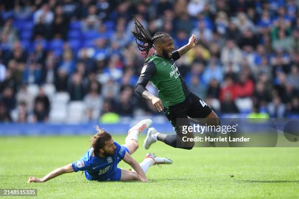 Kasey Palmer of Coventry City is challenged by Ivan Sunjic of Birmingham City during the Sky Bet Championship match between Birmingham City and...