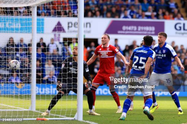 Massimo Luongo of Ipswich Town scores their first goal during the Sky Bet Championship match between Ipswich Town and Middlesbrough at Portman Road...