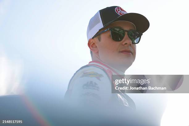 Christopher Bell, driver of the Rheem Toyota, looks on during practice for the NASCAR Cup Series AutoTrader EchoPark Automotive 400 at Texas Motor...