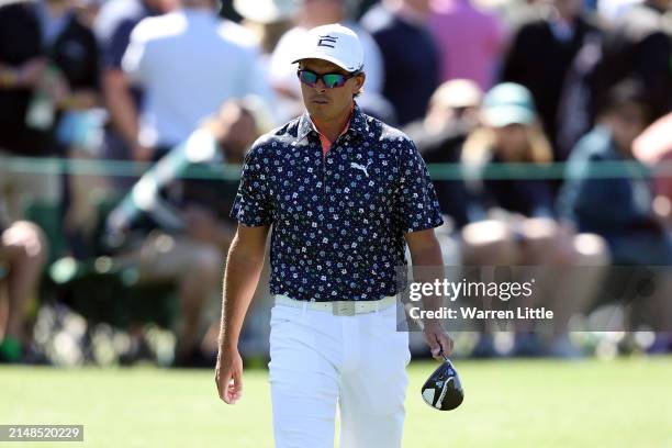 Rickie Fowler of the United States walks off the eighth tee during the third round of the 2024 Masters Tournament at Augusta National Golf Club on...