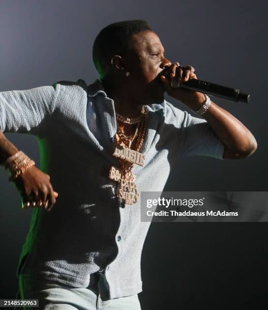 Rapper Boosie performs during Spring Fling at Greensboro Coliseum Complex on April 12, 2024 in Greensboro, North Carolina.