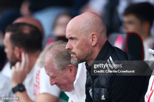 Erik ten Hag, Manager of Manchester United, looks on during the Premier League match between AFC Bournemouth and Manchester United at Vitality...