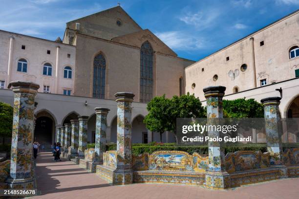 cloister of santa chiara in naples - ceramics stock pictures, royalty-free photos & images
