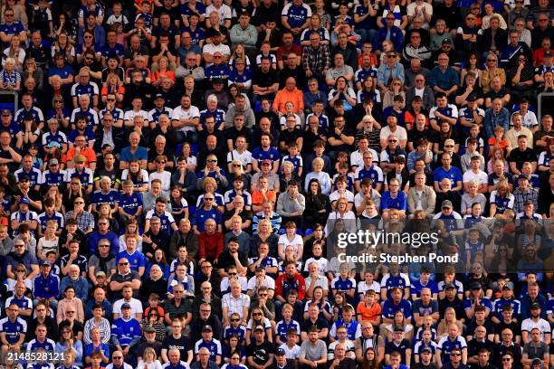 Ipswich Town fans look on during the Sky Bet Championship match between Ipswich Town and Middlesbrough at Portman Road on April 13, 2024 in Ipswich,...