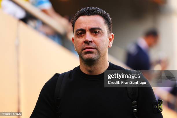 Xavi, Head Coach of FC Barcelona, arrives at the stadium prior to the LaLiga EA Sports match between Cadiz CF and FC Barcelona at Estadio Nuevo...