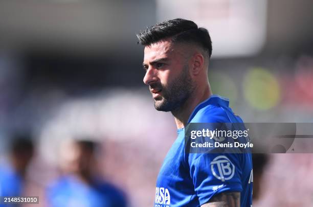 Diego Rico of Getafe CF looks on during the LaLiga EA Sports match between Rayo Vallecano and Getafe CF at Estadio de Vallecas on April 13, 2024 in...