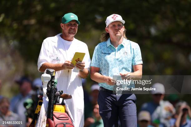 Cameron Smith of Australia lines up a shot from the fourth tee during the third round of the 2024 Masters Tournament at Augusta National Golf Club on...