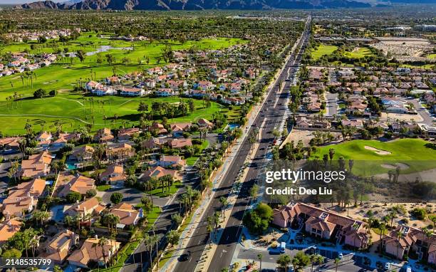 palm desert, coachella valley aerial - coachella valley stock pictures, royalty-free photos & images