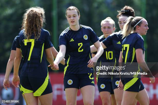 Eilidh Austin of Scotland reacts during the UEFA Women's U19 European Championship Qualifier match between Scotland and Cyprus at House of Football...