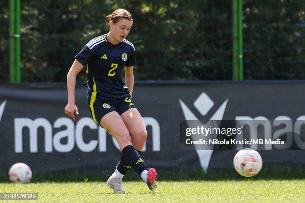 Eilidh Austin of Scotland in action during the UEFA Women's U19 European Championship Qualifier match between Scotland and Cyprus at House of...