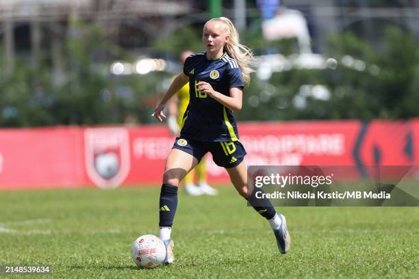 Mason Clark of Scotland in action during the UEFA Women's U19 European Championship Qualifier match between Scotland and Cyprus at House of Football...