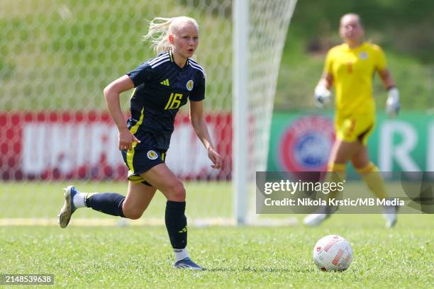 Mason Clark of Scotland in action during the UEFA Women's U19 European Championship Qualifier match between Scotland and Cyprus at House of Football...