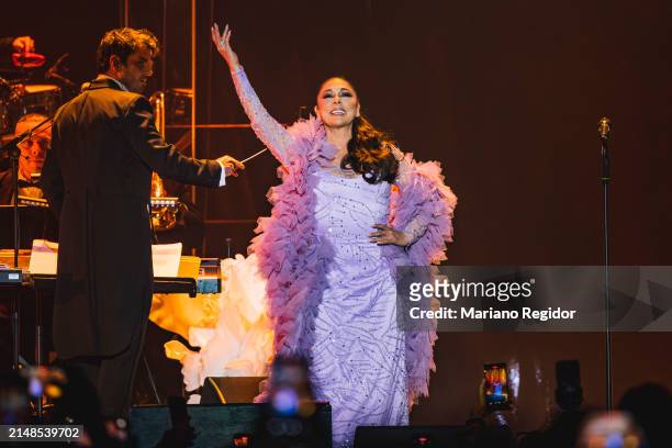 Isabel Pantoja performs on stage at Wizink Center on April 13, 2024 in Madrid, Spain.