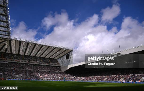 General view of the North and East Stands during the Premier League match between Newcastle United and Tottenham Hotspur at St. James Park on April...