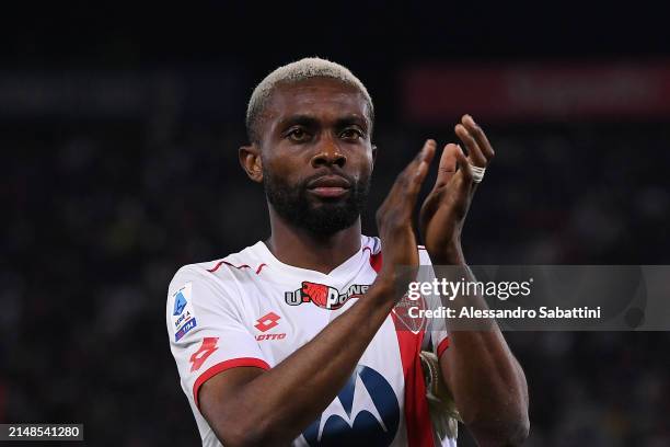 Jean-Daniel Akpa Akpro of AC Monza applauds the fans after their draw in the Serie A TIM match between Bologna FC and AC Monza at Stadio Renato...