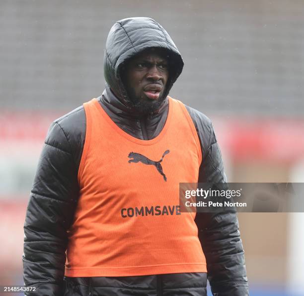 Tyreece Simpson of Northampton Town looks on during the half time warm up during the Sky Bet League One match between Fleetwood Town and Northampton...