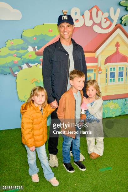 Sam Page arrives at Los Angeles Bluey "The Sign" Premiere Party at Walt Disney Studios on April 13, 2024 in Burbank, California.