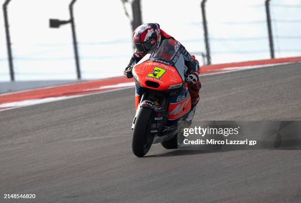 Sergio Garcia of Spain and MT Helmets - MSI heads down a straight during the Moto2 qualifying practice during the MotoGP Of The Americas - Qualifying...