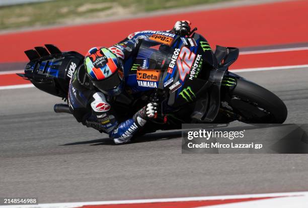 Alex Rins of Spain and Monster Energy Yamaha MotoGP rounds the bend during the MotoGP qualifying practice during the MotoGP Of The Americas -...