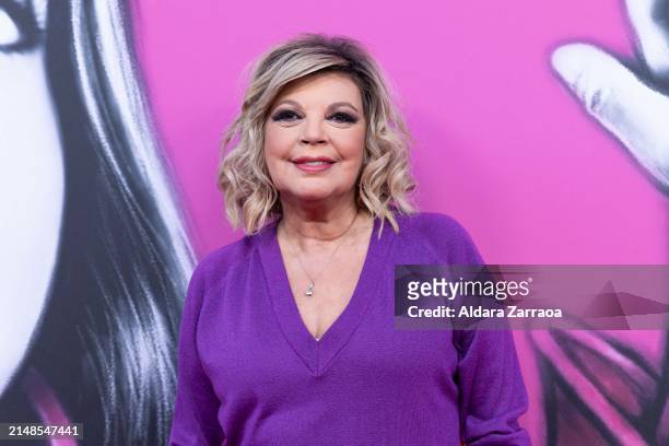 Terelu Campos attends the Isabel Pantoja 50th Anniversary photocall at WiZink Center on April 13, 2024 in Madrid, Spain.