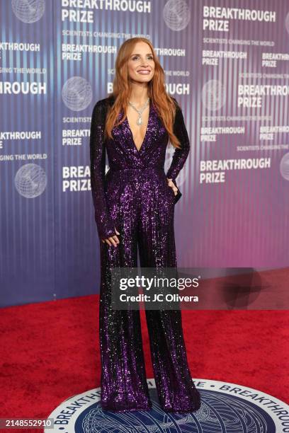 Jessica Chastain attends the 10th Annual Breakthrough Prize Ceremony at Academy Museum of Motion Pictures on April 13, 2024 in Los Angeles,...