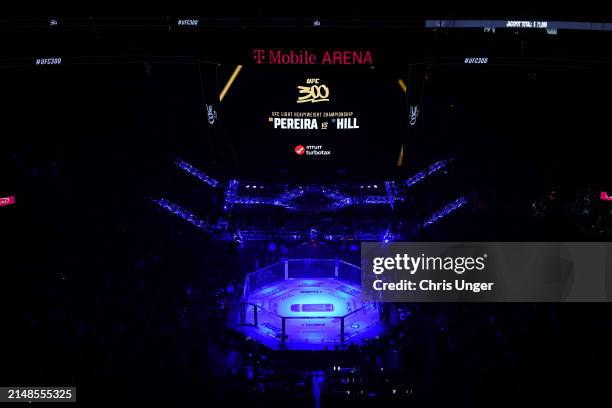 General view of the Octagon during the UFC 300 event at T-Mobile Arena on April 13, 2024 in Las Vegas, Nevada.