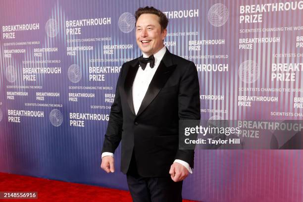 Elon Musk attends the 2024 Breakthrough Prize Ceremony at Academy Museum of Motion Pictures on April 13, 2024 in Los Angeles, California.