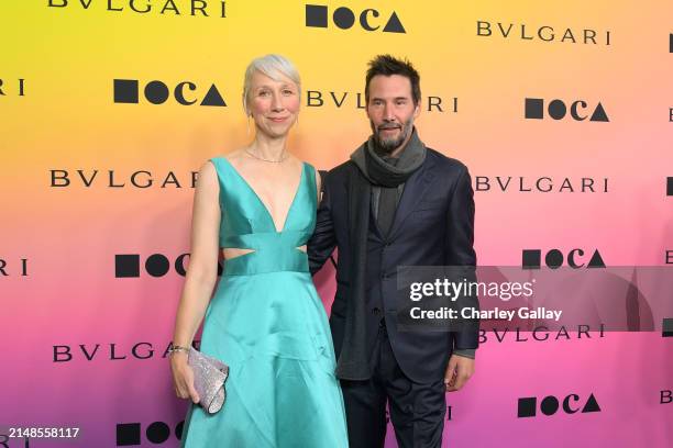 Alexandra Grant and Keanu Reeves attend MOCA Gala 2024 at The Geffen Contemporary at MOCA on April 13, 2024 in Los Angeles, California.