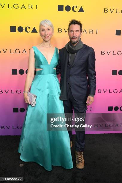 Alexandra Grant and Keanu Reeves attend MOCA Gala 2024 at The Geffen Contemporary at MOCA on April 13, 2024 in Los Angeles, California.