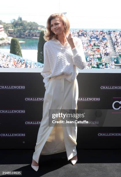 Zendaya Coleman during the 'Challengers' photocall during day 7 of the Rolex Monte-Carlo Masters at Monte-Carlo Country Club on April 13, 2024 in...