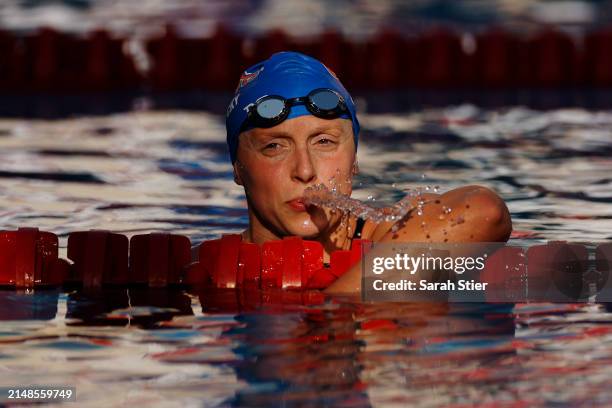 Katie Ledecky competes in the Women's 800m Freestyle final on Day 4 of the TYR Pro Swim Series San Antonio at Northside Swim Center on April 13, 2024...