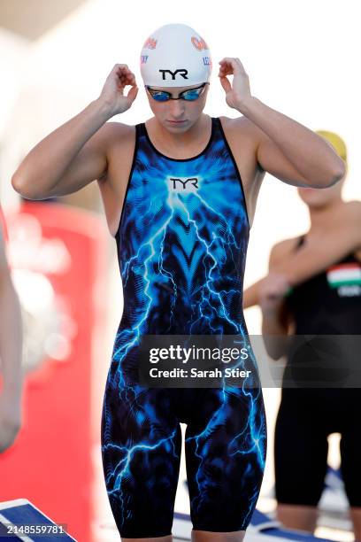 Katie Ledecky competes in the Women's 800m Freestyle final on Day 4 of the TYR Pro Swim Series San Antonio at Northside Swim Center on April 13, 2024...