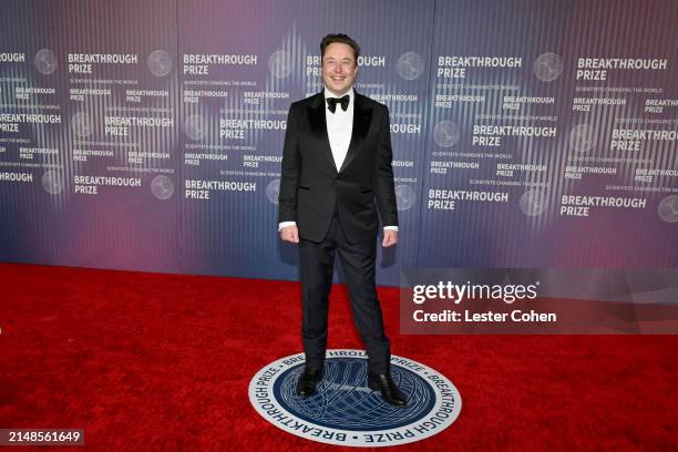 Elon Musk attends the 10th Breakthrough Prize Ceremony at the Academy of Motion Picture Arts and Sciences on April 13, 2024 in Los Angeles,...