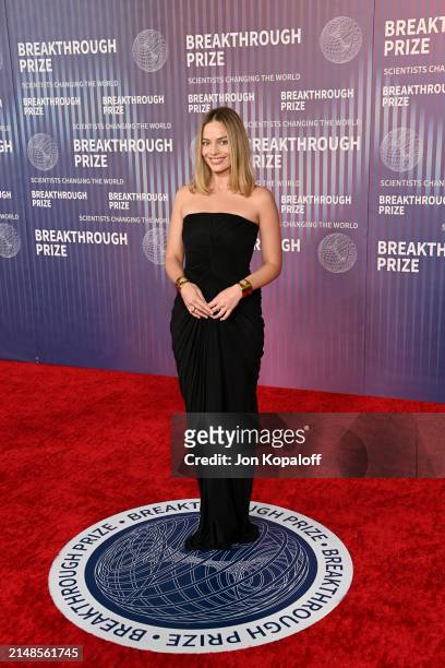 Margot Robbie attends the 10th Breakthrough Prize Ceremony at the Academy of Motion Picture Arts and Sciences on April 13, 2024 in Los Angeles,...