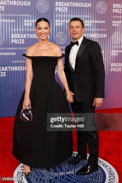 Katy Perry and Orlando Bloom attend the 2024 Breakthrough Prize Ceremony at Academy Museum of Motion Pictures on April 13, 2024 in Los Angeles,...