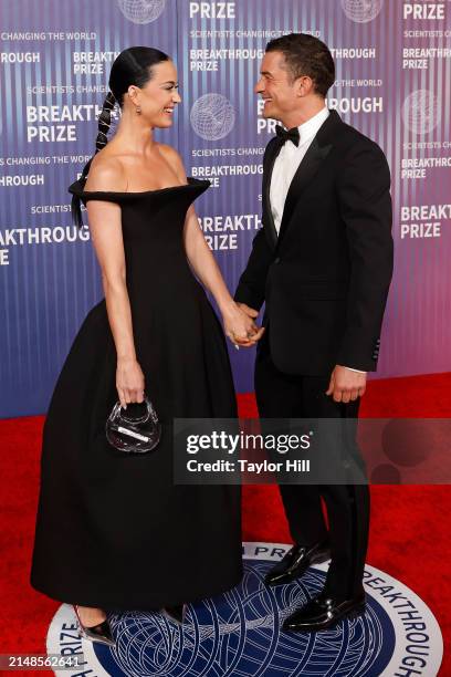 Katy Perry and Orlando Bloom attend the 2024 Breakthrough Prize Ceremony at Academy Museum of Motion Pictures on April 13, 2024 in Los Angeles,...