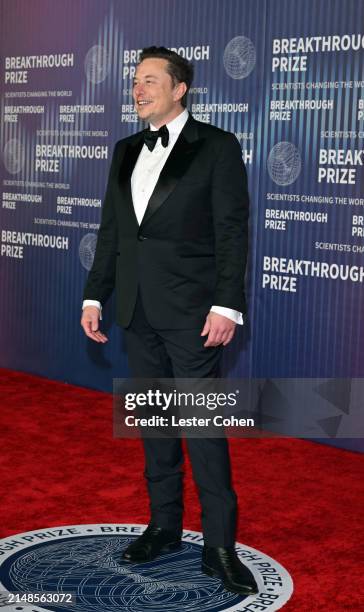 Elon Musk attends the 10th Breakthrough Prize Ceremony at the Academy of Motion Picture Arts and Sciences on April 13, 2024 in Los Angeles,...